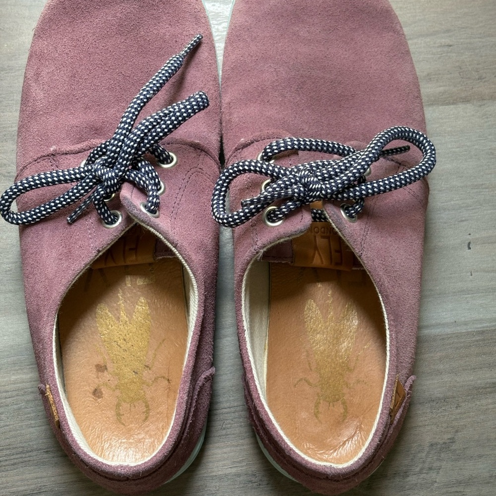 Fly London Mauve Suede Lace-Up Flats